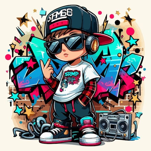 Hip-hop character with headphones