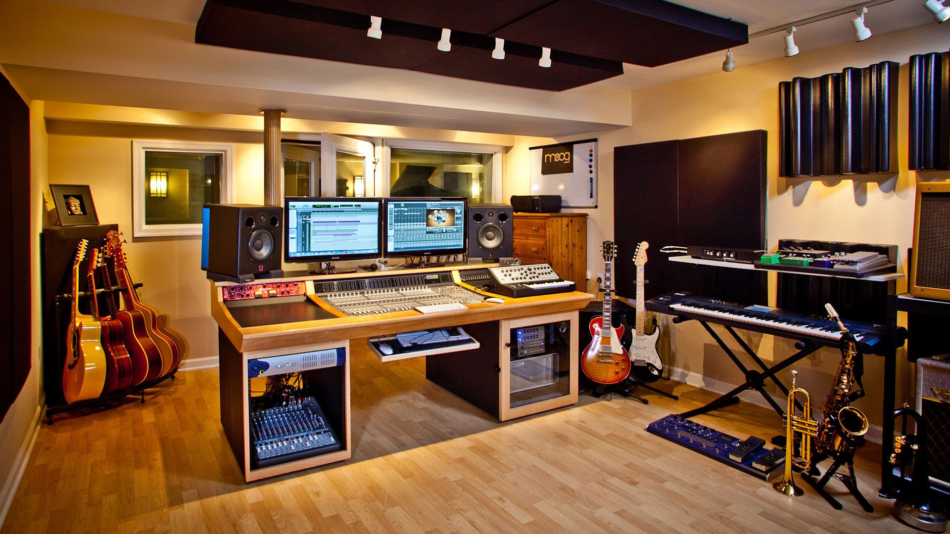 Warm recording studio