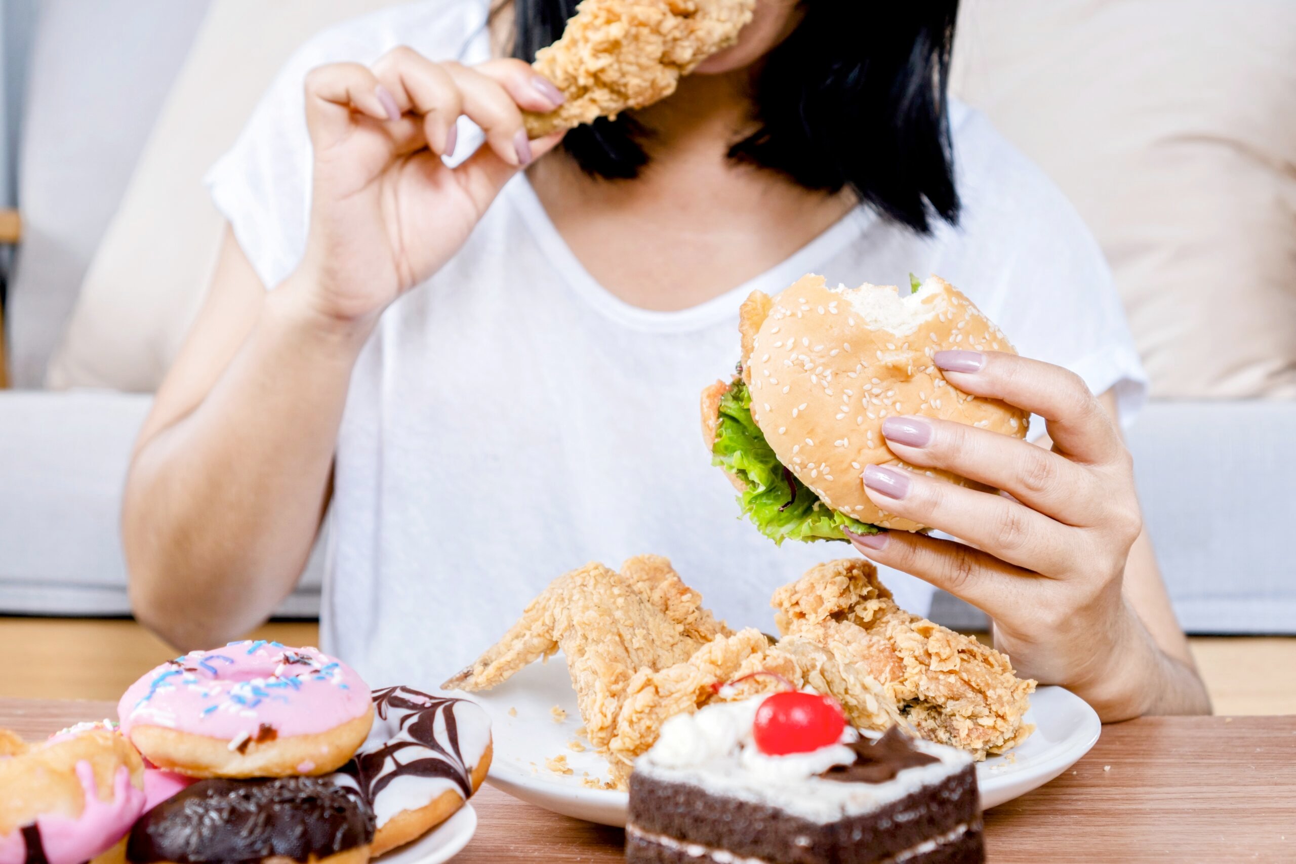 Binge eating junk food
